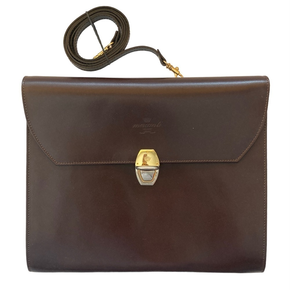 Italian Brown Leather Crossbody/Clutch Bag Vintage